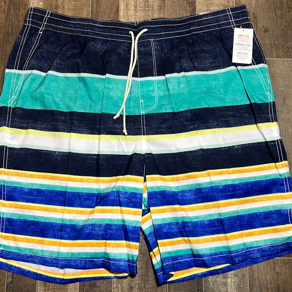 Old Navy Men Swim Shorts Trunks Striped Blue Size 2XL NEW WITH TAGS